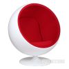 Picture of Test No Order - REPLICA Fiber Glass & Cashmere BALL Chair (White Shell with Red Cashmere Interior)