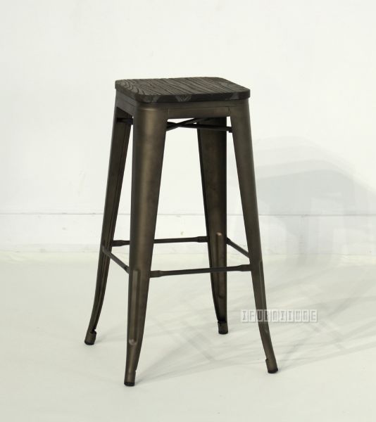 Picture of Test No Order - TOLIX Replica Bar Stool H76 with Rustic Elm Seat - Gun