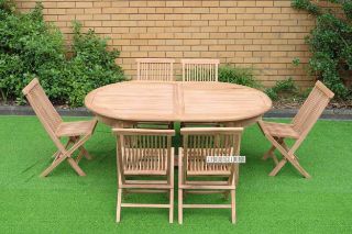 Picture of Test No Order - BALI Solid Teak Oval 160-240 Extension Dining Set - 9PC