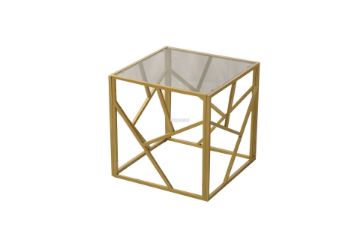 Picture of Test No Order - CLIO Square Grey Glass Side Table with Golden Frame