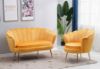 Picture of Test No Order - EVELYN Curved Flared Velvet Love Seat (Yellow)