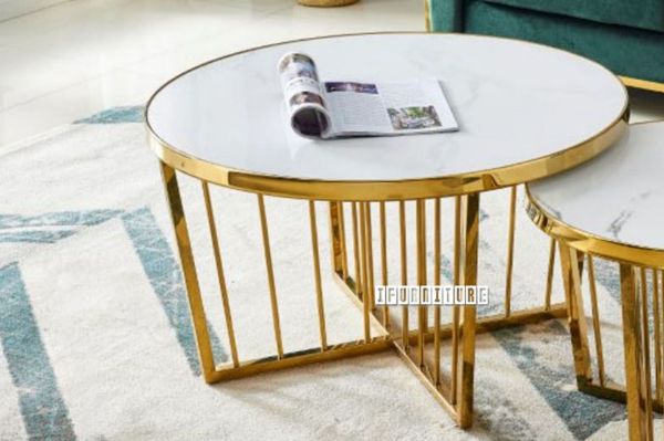 Picture of Test No Order - MONTROSE Marble Top with Golden Legs Side Table - D80