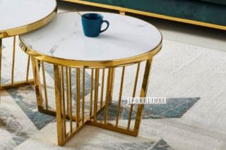 Picture of Test No Order - MONTROSE Marble Top with Golden Legs Side Table - D60