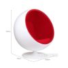 Picture of Test No Order - REPLICA Fiber Glass & Cashmere BALL Chair (White Shell with Red Cashmere Interior)