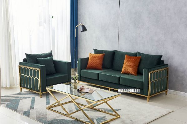 Picture of Test No Order - PARMA 1 & 3 Seater Stainless Steel Frame Velvet Sofa Range (Green)