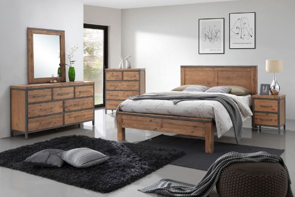 Picture of Test No Order - KANSAS 4PC/5PC/6PC Bedroom Combo in Queen/Super King Size (Acacia Wood)