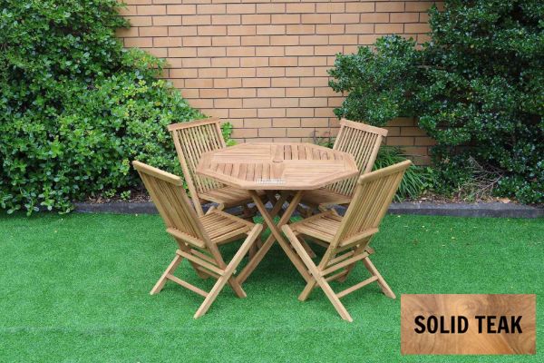 Picture of Test No Order - BALI Outdoor Solid Teak Wood 5PC D100 Octangle Dining Set