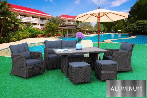 Picture of Test No Order - ISLA 6PC Outdoor Wicker Sofa + Dining Set (Aluminum Frame) 