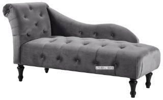 Picture of Test No Order - ZOE Velvet Flared Arm Chaise Lounge (Grey) - Header Facing Left