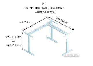 Picture of Test No Order - UP1 L-SHAPE Adjustable Height Desk Frame (White/Black) - 695-1185mm (White)