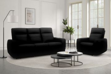 Picture of Test No Order - STORMWIND Genuine Leather Power Reclining Sofa Range (Black)