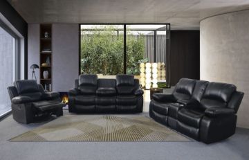 Picture of Test No Order - ROCKLAND Reclining Sofa Range in Air Leather (Black)