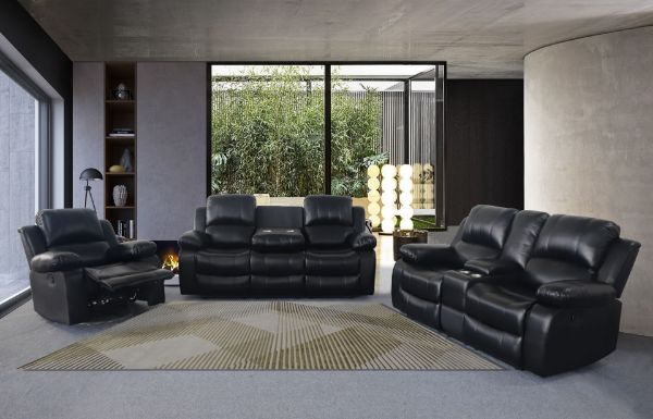 Picture of Test No Order - ROCKLAND Reclining Sofa Range in Air Leather (Black)