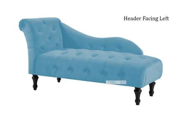 Picture of Test No Order - ZOE Velvet Flared Arm Chaise Lounge (Blue) - Header Facing Left