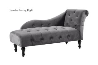 Picture of Test No Order - ZOE Velvet Flared Arm Chaise Lounge (Grey) - Header Facing Right