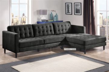 Picture of Test No Order - MELROSE Sectional Sofa (Dark Grey) - Facing Right with Ottoman