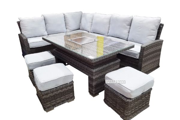 Picture of Test No Order - MANCHESTER Aluminum Frame Outdoor Corner Sofa Set With Ice Bucket & Stools