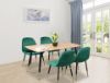 Picture of Test No Order - BIJOK 120/140 5PC Dining Set (Oak Finish Table & Green Velvet Chairs)