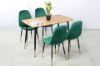 Picture of Test No Order - BIJOK 120/140 5PC Dining Set (Oak Finish Table & Green Velvet Chairs)