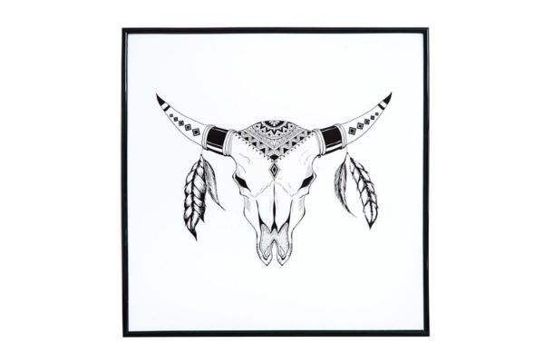 Picture of Test No Order - GYPSET BULL SKULL Wall Art (44.6cmx44.6cm)