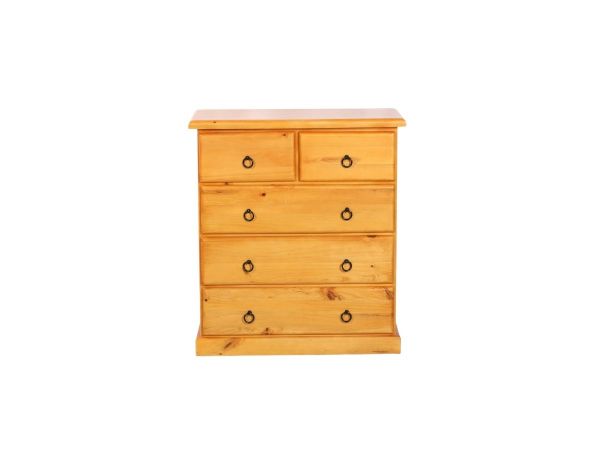 Picture of Test No Order - CANNINGTON Solid NZ Pine 5-Drawer Tallboy (Maple Colour)