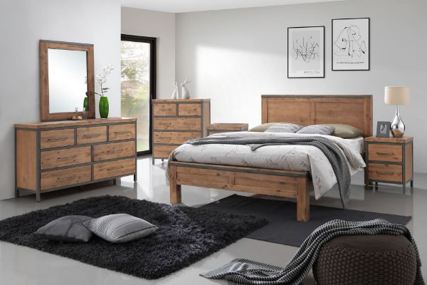 Picture of Test No Order - KANSAS Bedroom Combo in Queen Size (Acacia Wood) - 6PC Combo