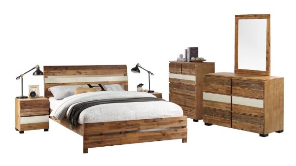 Picture of Test No Order - LEAMAN Bedroom Combo in Queen Size (Acacia Wood) - 6PC