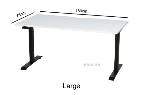 Picture of Test No Order - UP1 Adjustable Height Straight Desk (White Top Black Base) - 605-1245mm (180 Top)