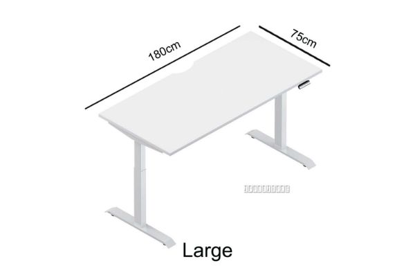 Picture of Test No Order - UP1  150/160/180 HEIGHT ADJUSTABLE STRAIGHT DESK *WHITE TOP WHITE BASE - 180 Top 695-1185mm Adjustable