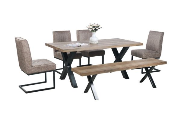 Picture of Test No Order - GALLOP Dining Set - 4 Dining Chairs (Without Arms) +1 Dining Bench + 1 Dining Table