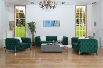 Picture of Test No Order - MANCHESTER 3/2/1 Seater Button-Tufted Velvet Fabric Sofa Range (Green)