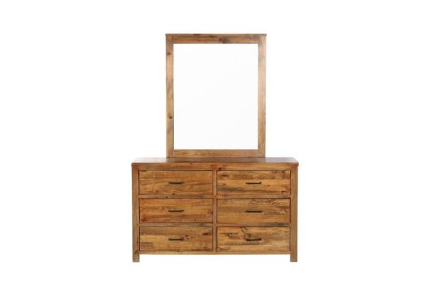 Picture of Test No Order - WOODLAND 6 DRW Dressing Table with Mirror (Rustic Brown)