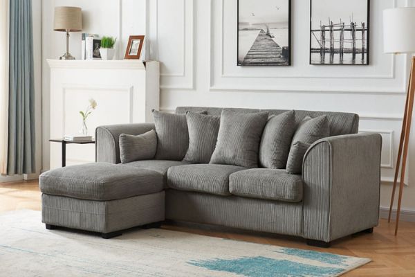 Picture of Test No Order - WILLOW 3 Seater with Ottoman Fabric Sofa (Light Grey)