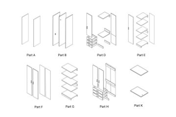 Picture of Test No Order - BESTA Wall Solution Modular Wardrobe - Parts for Customisation (White Colour)