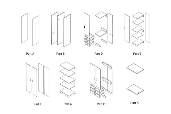 Picture of Test No Order - BESTA Wall Solution Modular Wardrobe - Parts for Customisation (White Colour)