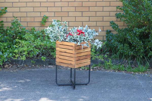 Picture of Test No Order - BISTRO Outdoor Square Wooden Pot/Planter with Steel Legs (32x32x60)