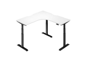 Picture of Test No Order - UP1 150/160 L-SHAPE Adjustable Height Desk (White Top Black Base)