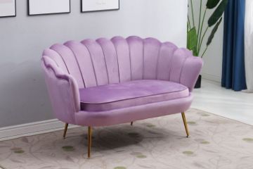 Picture of Test No Order - EVELYN Curved Flared Velvet Love Seat (Violet/Purple)