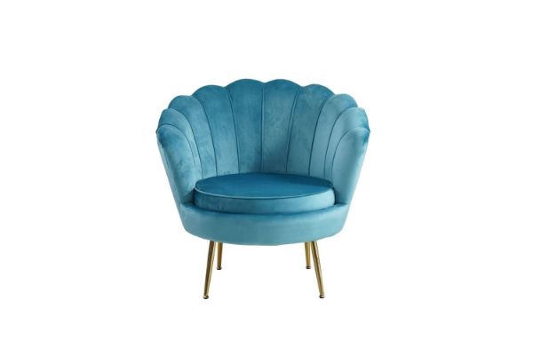 Picture of Test No Order - EVELYN Curved Flared Accent Velvet Chair (Blue)