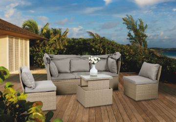 Picture of Test No Order - LAVAL Outdoor Modular Lounge Canopy Sofa Set with Adjustable Coffee Table (Brown)