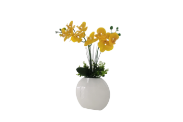 Picture of Test No Order - ARTIFICIAL PLANT Yellow Orchid with White Vase (H55cm)