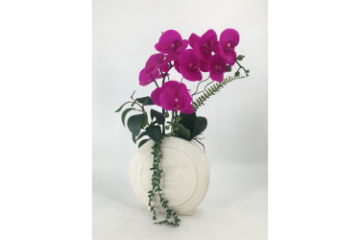 Picture of Test No Order - ARTIFICIAL PLANT Pink Orchid with Round White Vase (H55cm)