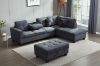 Picture of Test No Order - NEBULA Sectional Sofa with Storage Ottoman & Drop-Down Console (Dark Grey) - Facing Left