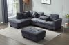 Picture of Test No Order - NEBULA Sectional Sofa with Storage Ottoman & Drop-Down Console (Dark Grey) - Facing Right