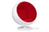 Picture of Test No Order - REPLICA Fiber Glass & Cashmere BALL Chair (White Shell with Red Cashmere Interior)