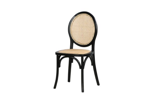 Picture of Test No Order - DORSEY Dining Chair with Rattan Seat (Black)