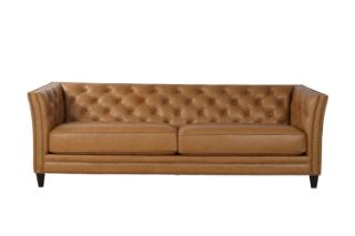 Picture of Test No Order - VICTOR Tuxedo Style Full Genuine Leather Sofa (Brown) - 4 Seater