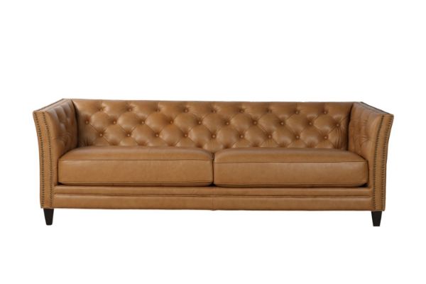 Picture of Test No Order - VICTOR Tuxedo Style Full Genuine Leather Sofa (Brown) - 4 Seater