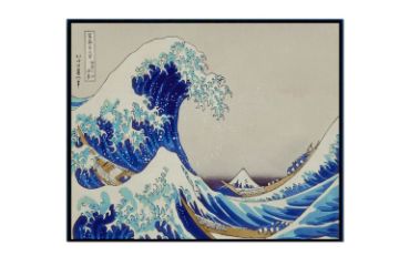 Picture of Test No Order - THE GREAT WAVE OFF KANAGAWA By Hokusai - Black Framed Canvas Print Wall Art (130cmx80cm)