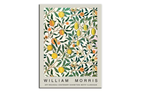 Picture of Test No Order - VINTAGE FLORAL PLANTS IN GREEN LEAVES By William Morris - Frameless Canvas Print Wall Art (150cmx100cm)